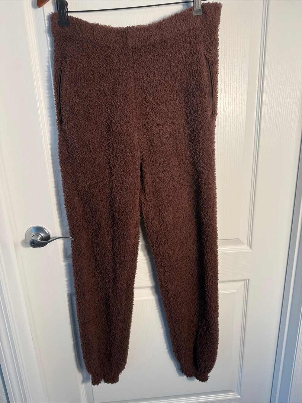 Skims Cozy Burgundy Sherpa  Jogger Pants Draw String Pockets Size L/XL